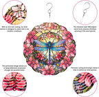 Dragonfly Wind Spinner, 3D Hanging Stainless Steel Garden Spinner, Wind Spinner Hanging for Outdoor & Indoor Décor, Unique Gifts for Yard Garden Decoration or Patio Décor (Dragonfly)