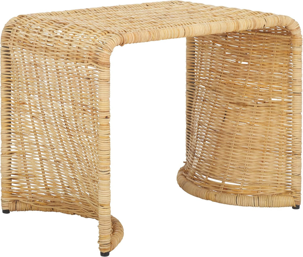 SAFAVIEH Home Collection - Zendy Light Natural Rattan Accent Table, Coastal Waterfall Silhouette, Fully Assembled (ACC6508A)