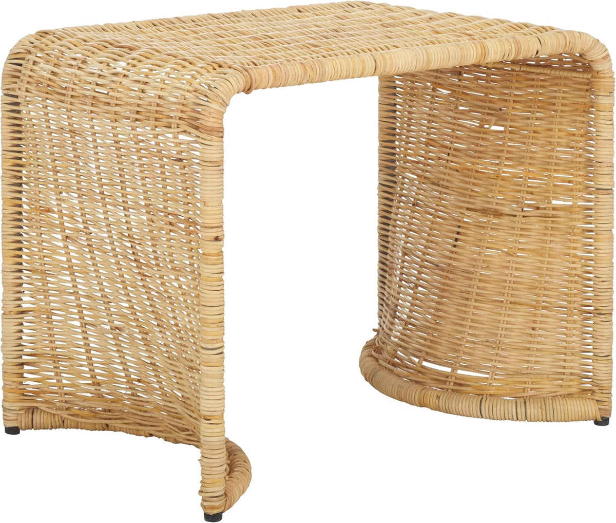 SAFAVIEH Home Collection - Zendy Light Natural Rattan Accent Table, Coastal Waterfall Silhouette, Fully Assembled (ACC6508A)