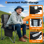 Camping Chairs, 2 Pack Oversized Heavy Duty Fully Padded Folding Chairs | with Cup Holder, Cooler Bag and Side Pocket, Support 400 LBS, Carry Bag Included, Versatile for Sports,Outdoors & Lawns