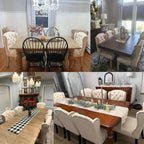 chairus Tufted Parsons Dining Chairs Set of 6, French Country Upholstered Dining Room Chairs with Nailhead Trim & Curved Wood Legs, Farmhouse High Back Armless Side Kitchen Chairs, Beige Linen