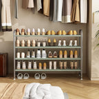 Shoe Rack 4 Tier Long Storage Organizer Wide Metal Shoe Shelf for Closet Entryway Grey