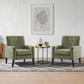 Mid Century Modern Accent Chairs Set of 2, Green Chenille Office Chair for Reception - Tufted Upholstered Club Chair for Living Room, Bedroom, or Waiting Room
