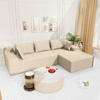 LEVELEVE 107" Cloud Sectional Couch with Deep Seat，Modern Modular Sofa with L-Shape Chaise，No Assembly Required, Upholstered Couches for Living Room Bedroom(Beige,Right Facing Chaise)