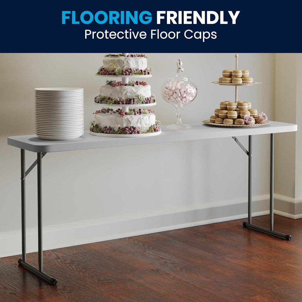 Flash Furniture 6 ft Plastic Folding Training Table, Granite White | Durable Construction, Commercial Use