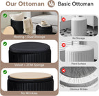 DUMOS Round Ottomans with Storage Set of 2, Vanity Stool, Foot Stool | 14.57"D x 18.11"H and 12.60"D x 14.96"H, Velvet Sturdy Ottoman for Living Room, Bedroom, Dorm, Small Apartment, Black