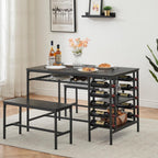 Garvee Dining Table Set for 4, Kitchen Table Set for 4 with 2 Benches, 3 Piece Dining Room Table Set for Small Space Apartment, Black