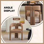 adochr Modern Barrel Dining Chairs Set of 6, Upholstered Linen Dining Room Chair with Wooden Legs, Accent Chairs with Arms, Comfy Side Armchairs for Kitchen/Dining Room/Living Room, Brown