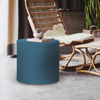 Howard Elliott Collection No Tip Cylinder Ottoman with Cover, Leather Side Table and Circular Footstool Seating for Living Room, Office and Bedroom Decor, 18 x 18 Inch, Seascape Turquoise