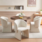 Homedot Dining Chair Upholstered Set of 4,Stylish Accent Barrel Side Chairs Cozy Sofa Chairs Teddy Velvet Comfortable Armchairs for Bedroom Reading Room Waiting Room Kitchen Dining Room