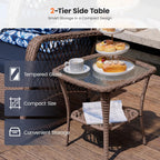 UDPATIO Rocking Chair Outdoor Set 2 with Coffee Table, 3 Piece Wicker Rocking Bistro Set with 4" Water-Resistant Cushions, Oversized, 350lbs Heavy-Duty, for Porch, Patio, Balcony, Brown/Navy