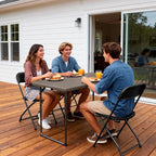 Folding Table 4ft - Heavy Duty Fold-in-Half Plastic Table with Adjustable Height, Portable Utility Tables with Steel Legs for Indoor, Outdoor, Picnic, Camping, Dining, Party (Khaki)
