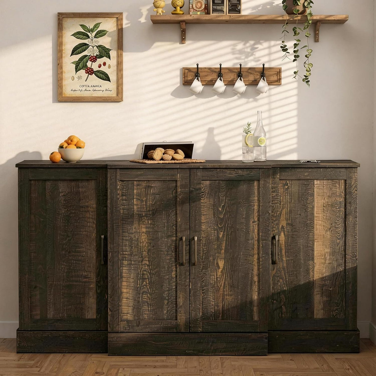 Buffet Cabinet with Storage,59" Large Farmhouse Sideboard Buffet Cabinet with Doors,Kitchen Buffet Storage Cabinet with Adjustable Shelves,Bar Station Table for Kitchen,Dining Room,Living Room