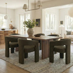 Green Sherpa Dining Chairs Set of 6, Modern Barrel Dining Room Chairs Upholstered Faux Fur Accent Chair with Arms and Round Back for Living Room Kitchen Armchair No Assembly Needed