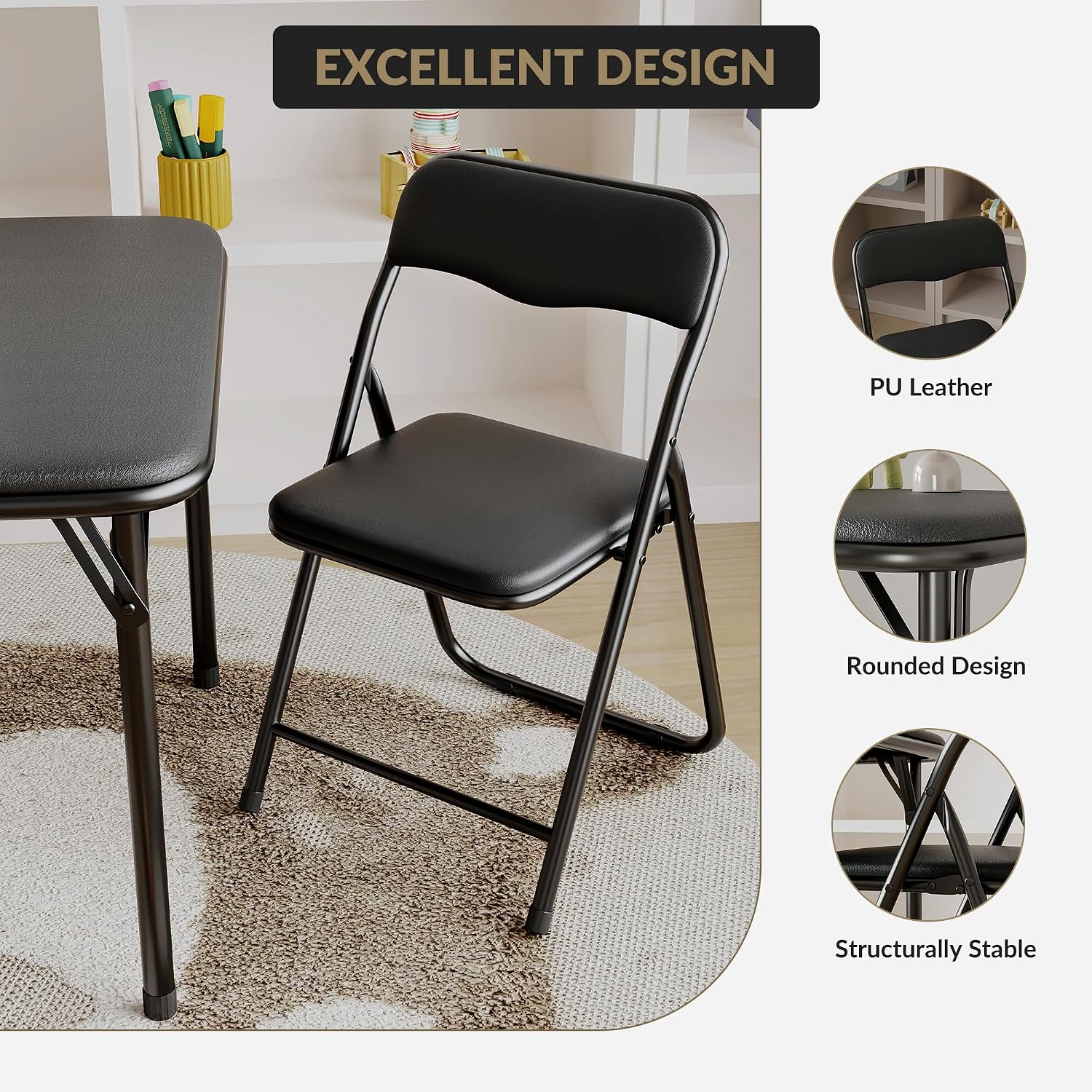 Children's Table with 2 Chairs, Children's Play Table Indoor | Folding Table & 2 Chairs - Portable, Easy Care, Space Saving - For Boys & Girls (2-6 Years), Indoor & Outdoor