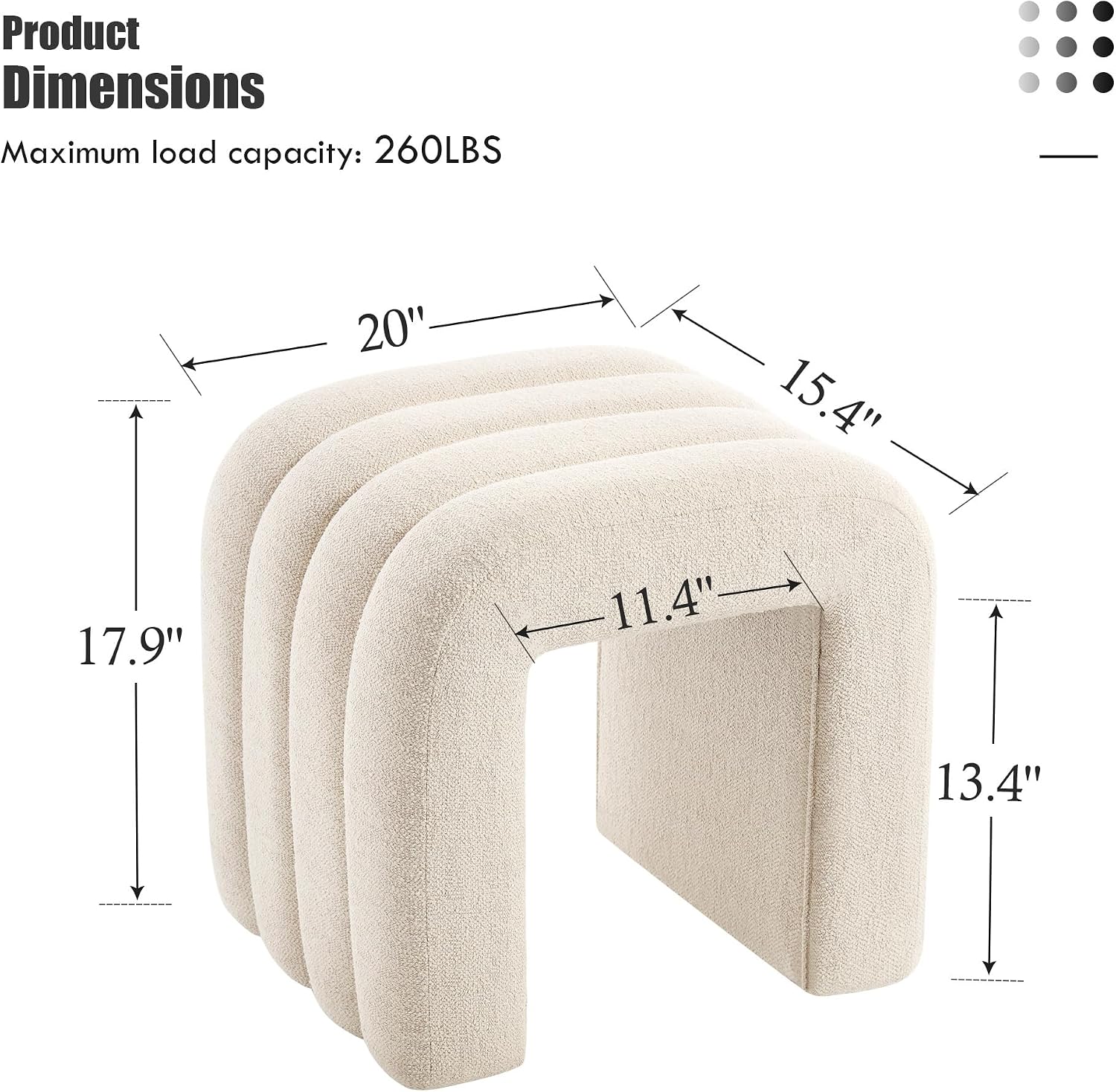 Flouki Ottoman Foot Stool with Channel Tufted, Small Ottoman Bench for Entryway, Modern Vanity Stool Chair, Upholstered Foot Rest Extra Seat for Living Room (Beige Linen, Set of 2)