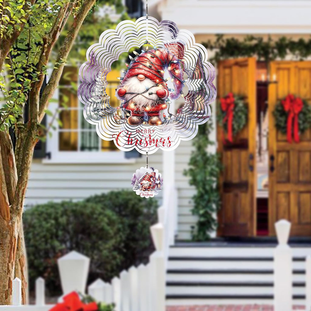Metal Wind Spinner Outdoor Christmas Decorations,Santa Claus Halloween Yard Decorations 12inch 3D Stainless Steel Garden Sculpture Lawn Ornaments Gifts Indoor/Outdoor Decor Gifts for Women