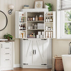 Corner Cabinet,71'' Kitchen Pantry Storage Cabinet with 4 Doors and Shelves, Tall Food Pantry Storage Cabinet Farmhouse Furniture for Kitchen Dining Room, White
