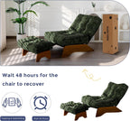 MAXYOYO Accent Chair with Ottoman, Lounge Chair with Adjustable Backrest | Tufted Living Room Chair Upholstered Lounge Chair with Footrest Set, Modern Chair for Reading Room, Green