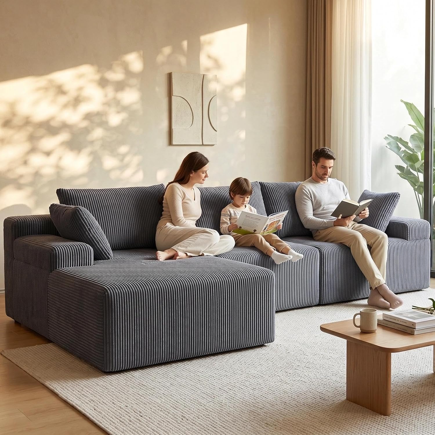 Lifelink 108" Couch L-Shaped - Modular Sectional Couches for Living Room Cloud Sofa with Deep Seat High Back Oversized Left Facing Chaise No Assembly Required