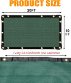 E.share 90% Heavy Duty Shade Cloth for Garden, 20 Ft X 10 Ft Sun Shades Outdoor Patio with Grommets for Plant Covers,Porch Screen,Pergola Shade Cover,Greenhouse,Green