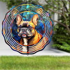 French Bulldog Wind Spinner Pet Dog Memorial Gifts 3D Aluminum Metal Kinetic Hanging Wind Sculpture Spinners for Yard and Garden Indoor Outdoor Window Garden Decoration 8 Inch (French Bulldog 3)