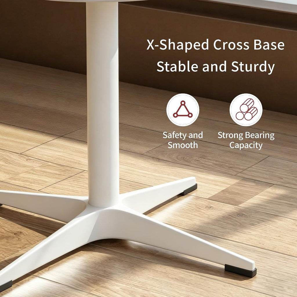 Round Dining Table Kitchen Table for 4 People 30 inch Circle Mid Century Modern Table with Sturdy Metal Base for Small Spaces Dining Room Living Room Office Farmhouse Water-Resistant, White