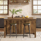 Tribesigns Kitchen Island with Seating and Storage, 59-Inch Large Farmhouse Stationary Island Table for Kitchen, 3-Tier Counter Height Coffee Bar Tables for Dining Room, Rustic Brown