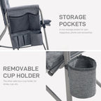 EVER ADVANCED Lightweight Folding Rocking Camping Chair, Padded Portable Rocker Chair for Patio, Lawn and Outdoors, Heavy Duty Hard Armchair for Adults, Grey