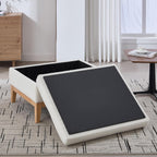 Setawix 33.86" Large Storage Ottomans for Living Room,Boucle Upholstered Ottoman Coffee Table with Tray,Mid Century Modern Ottoman Seat with Storage Footrest for Bedroom (Ivory+Natural Legs)