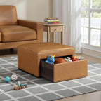 Studio Living® Harrison 29.1" Storage Ottoman, Large Removable Storage Drawer, Vegan Leather Fabric, Carmel