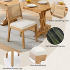 Vintage French Country Dining Chairs Set of 4, Rattan Dining Chairs with a Low Square Back, Beige 4 Dining Chair Set, Sillas para Comedor, Kitchen & Dining Room Chair (Beige, 4Pcs)