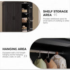 LIKIMIO Armoire Wardrobe Closet with 4 Doors and Drawers, Black