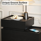 UEV End Table with Charging Station, Nightstand with Drawers and Storage, Narrow Side Table with USB Ports and Power Outlets for Living Room and Bedroom, Black and Brown