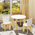 3-Piece Table & Chair Set, Cute Bear-Back Chairs | Ages 3-8 Boys & Girls | Solid Wood Legs | Safe Rounded Corners | Playroom,Daycare, Classroom,Home Activity