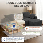 107'' Modular Sectional Sofa, Deep Seat Couch with Storage | Oversized High-Back for Living Room & RV | With Ottoman | High Density Foam & Corduroy | Tool-Free Assembly | Cozy Dark Gray