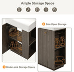 JIVOIT Bathroom Vanity with Ceramic Sink, 21.6" Bathroom Cabinet with Open and Closed Storage, a Tissue Holder, Side Storage, Modern Left Door Wood Grain Cabinet for Small Space