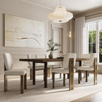 BESTANO Modern Farmhouse Dining Chairs Set of 4, Boucle Upholstered Wooden Kitchen Chairs with Back, Walnut Wood Legs, Beige