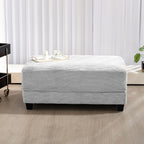 Corduroy Ottoman for Sectional Sofa, Modular Footrest with Wooden Legs, 43.7 x 29.1 x 18.5 Inches, Convertible Furniture for Living Room,Gray