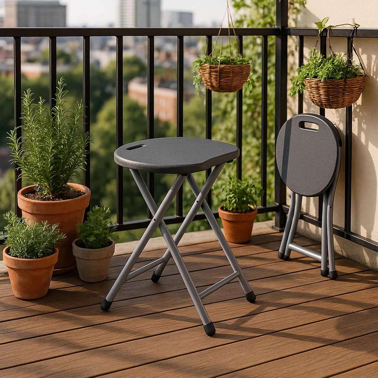 WERKA PRO Grey Folding Stool Height 46 cm