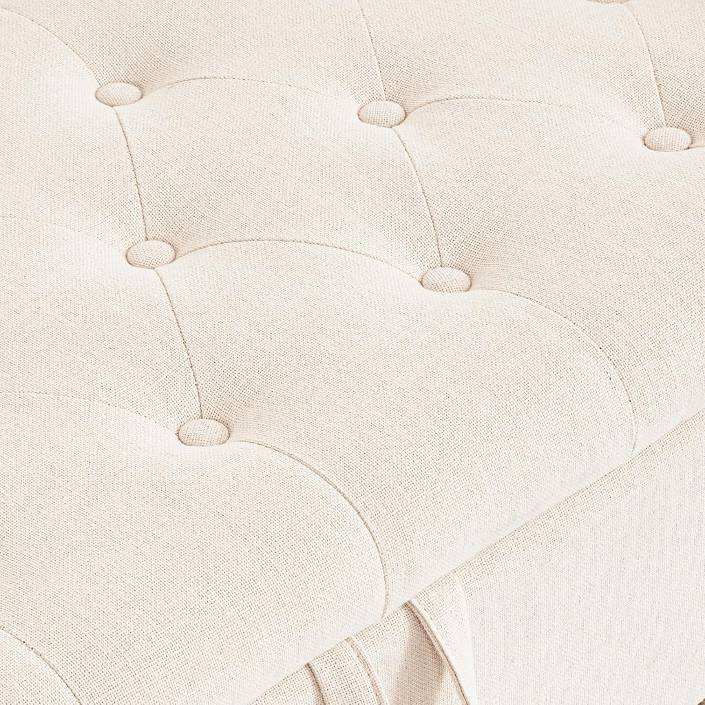 Furniliving 51” Storage Benches, End of Bed Bench with Button-Tufted Large Upholstered Storage Ottoman Linen Window Bench with Storage Shoe Cabinet Bench, for Bedroom, Entryway, Closet, Beige