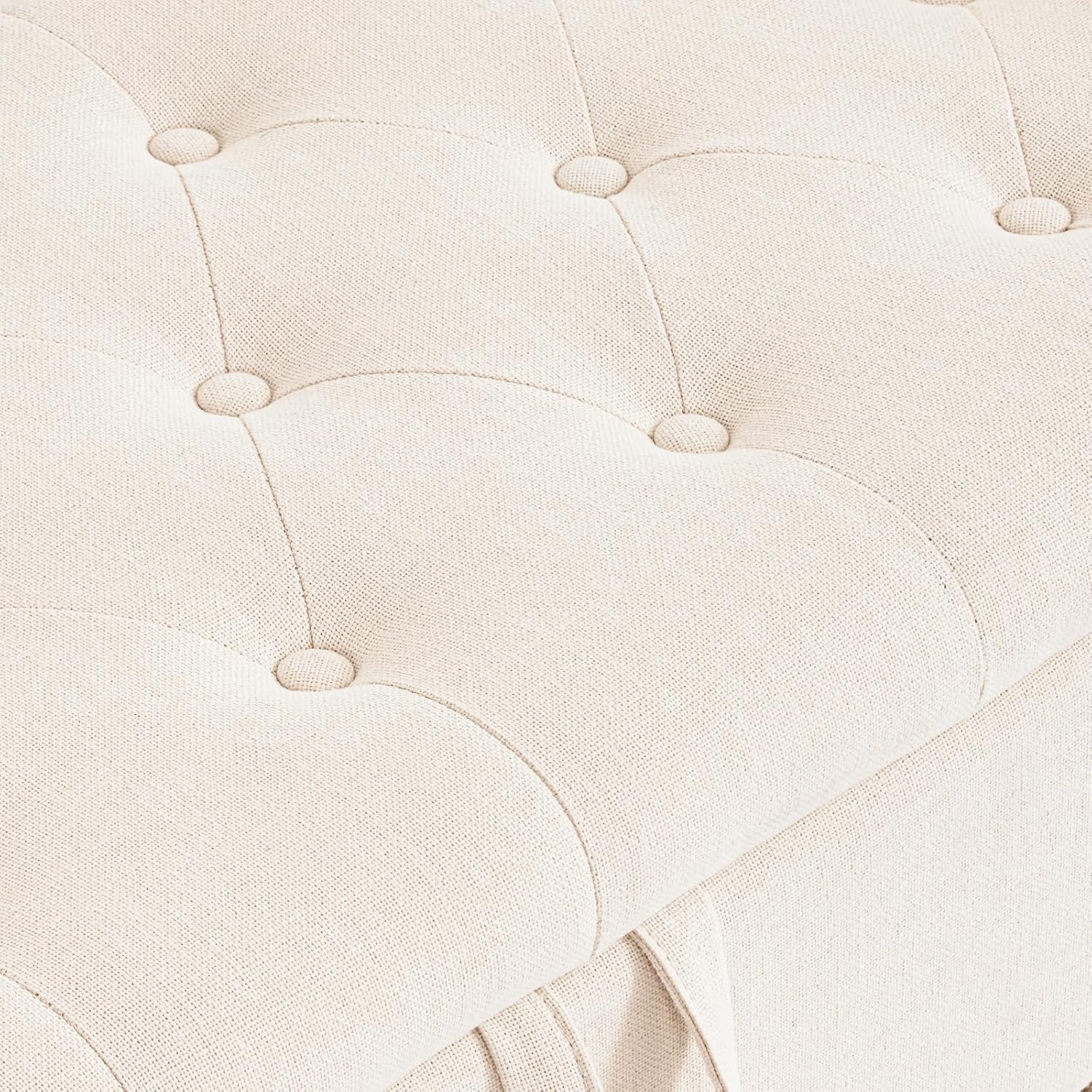 Furniliving 51” Storage Benches, End of Bed Bench with Button-Tufted Large Upholstered Storage Ottoman Linen Window Bench with Storage Shoe Cabinet Bench, for Bedroom, Entryway, Closet, Beige