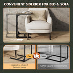 WLIVE C Shaped End Table, Small Couch Side Tables with Metal Frame, Sofa Table TV Tray for Living Room, Bedroom, Greige