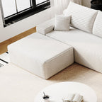 37.4" Plush Corduroy Ottoman, Upholstered Cloud Ottoman for Couch in a Box, Modular Sectional Couches for Living Room, Compressed Memory Foam, No Assembly Require, White