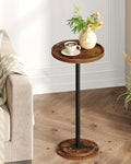 CHOEZON Drink Table, Small Round Side Table for Small Spaces, Pedestal Martini Side Table, for Living Room, Bedroom, Rustic Brown and Black TBZ30BF