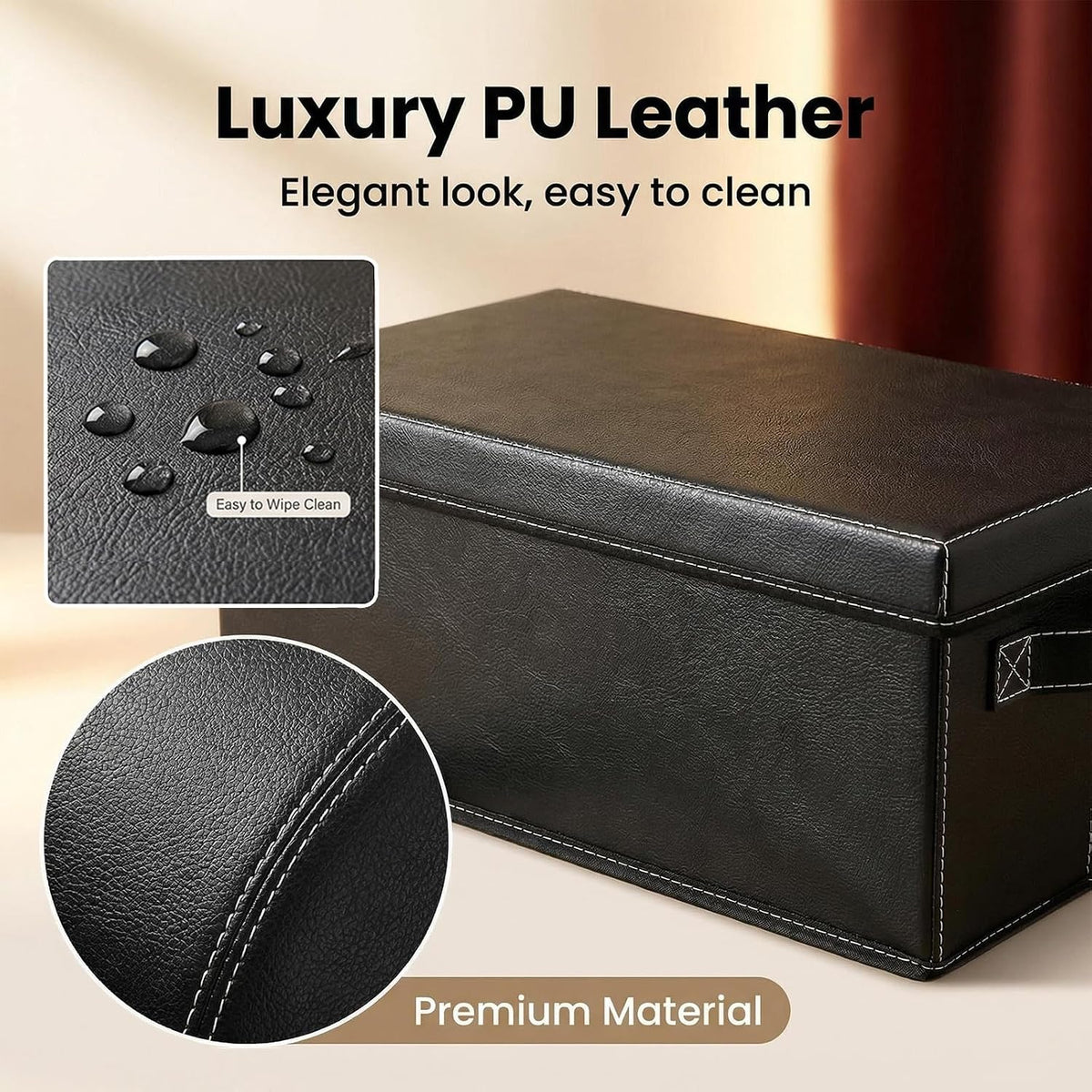 DVD Storage Box 6 Pack, PU Leather DVD Organizer Stackable, Holds 156 DVDs, Disc Organizer for Blu ray CD Video Game, Home Entertainment Media Holder
