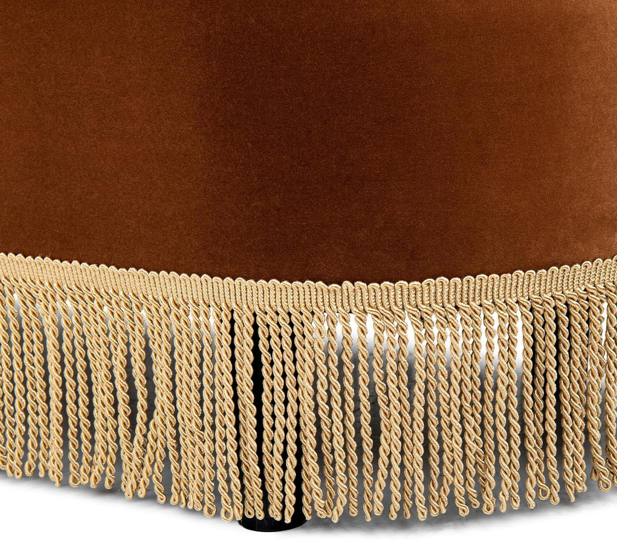 Jennifer Taylor Home 48.5" Oval Tufted Bullion Fringe Storage Bench, Burnt Orange Performance Velvet