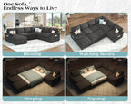 Jocisland 105" Sofa Bed, Sectional Sleeper Sofa with Pull Out Bed/Reclining Backrest, Sleeper Couch Bed with Storage, 6 Seater Couch Bed for Living Room, Chenille Dark Gray
