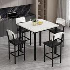 AWQM 5-Piece Dining Table Set, Kitchen Table Set for 4 (White) | Counter Height Table & 4 Upholstered Bar Stools, Compact Dining Set for Small Spaces, Dining Room, Kitchen，Easy to Assemble
