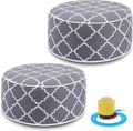 Juexica 2 Pack Inflatable Outdoor Ottoman Pouf Waterproof Round Footrest with Handle D21 x H9 Inch Indoor Outdoor Portable Footstool Pouf for Patio Garden Camping or Home Pool(Classic)